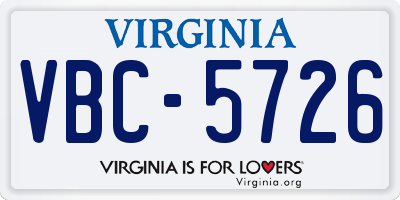 VA license plate VBC5726