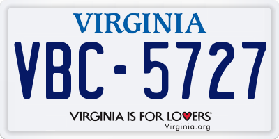 VA license plate VBC5727