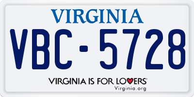 VA license plate VBC5728