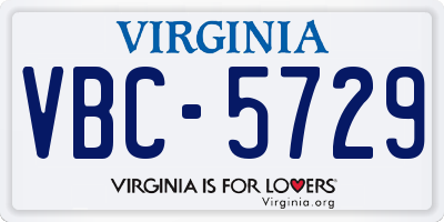 VA license plate VBC5729