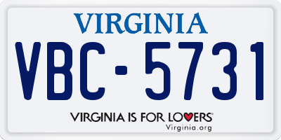 VA license plate VBC5731