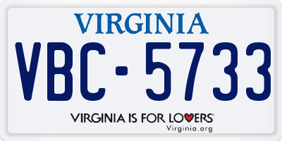 VA license plate VBC5733