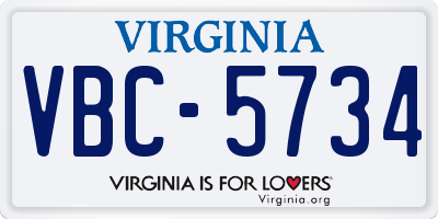 VA license plate VBC5734