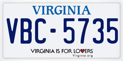 VA license plate VBC5735