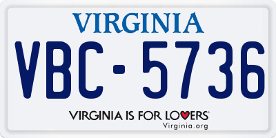 VA license plate VBC5736