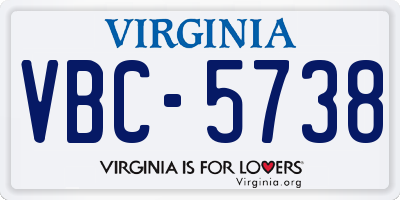 VA license plate VBC5738