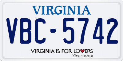 VA license plate VBC5742