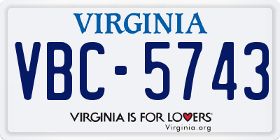 VA license plate VBC5743
