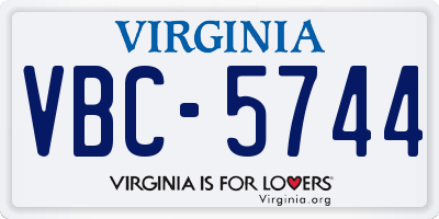 VA license plate VBC5744