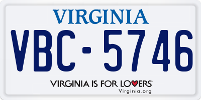 VA license plate VBC5746