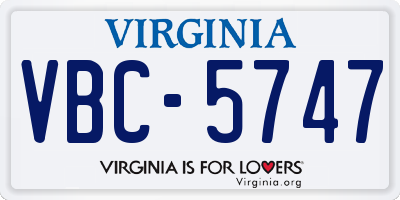 VA license plate VBC5747