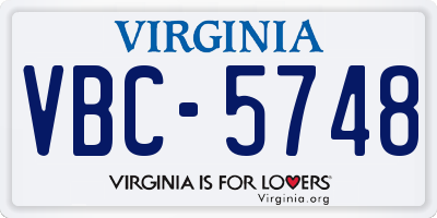 VA license plate VBC5748