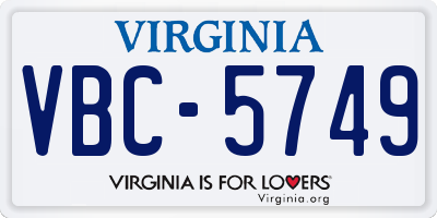 VA license plate VBC5749