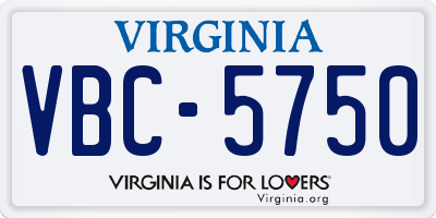 VA license plate VBC5750