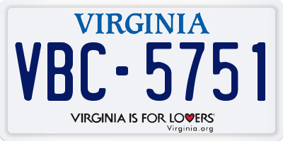 VA license plate VBC5751