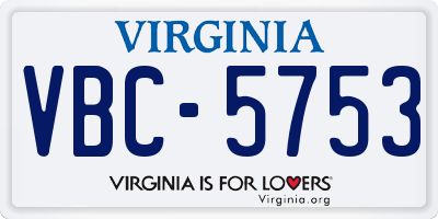 VA license plate VBC5753