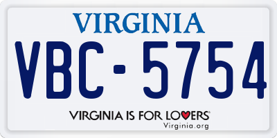 VA license plate VBC5754