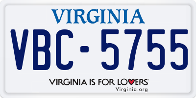 VA license plate VBC5755