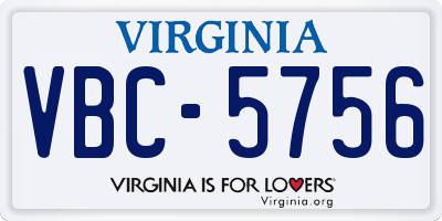 VA license plate VBC5756
