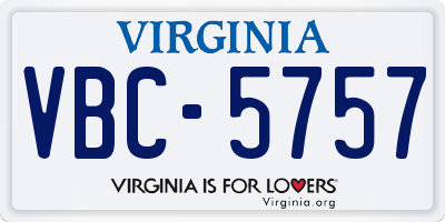 VA license plate VBC5757