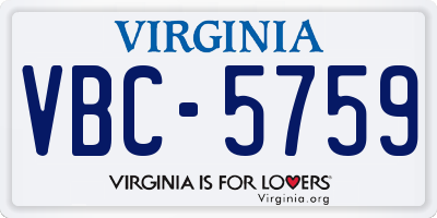 VA license plate VBC5759