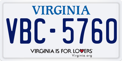 VA license plate VBC5760