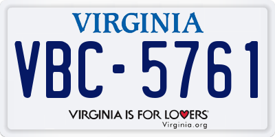 VA license plate VBC5761
