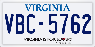 VA license plate VBC5762