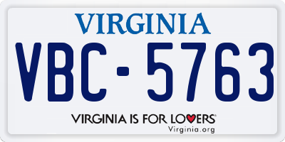 VA license plate VBC5763