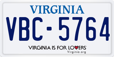 VA license plate VBC5764