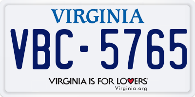 VA license plate VBC5765