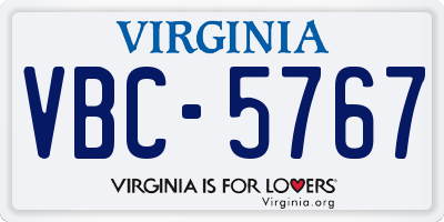 VA license plate VBC5767