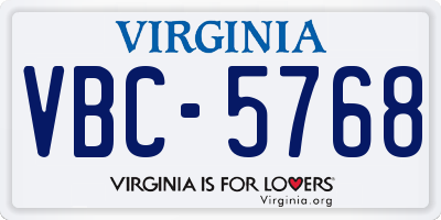 VA license plate VBC5768