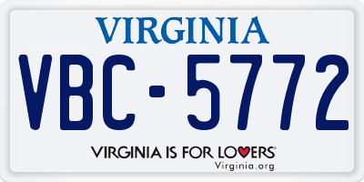 VA license plate VBC5772
