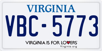 VA license plate VBC5773