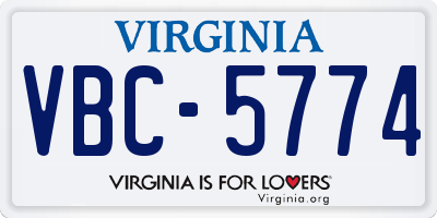 VA license plate VBC5774