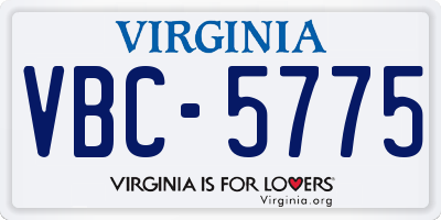 VA license plate VBC5775