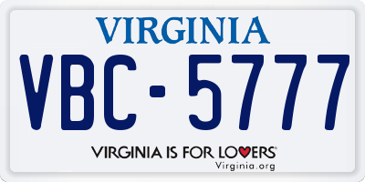 VA license plate VBC5777