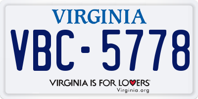VA license plate VBC5778