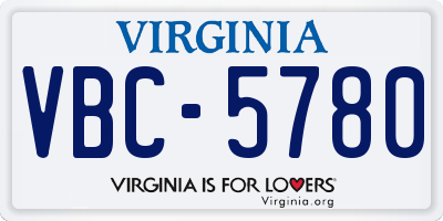 VA license plate VBC5780