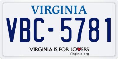 VA license plate VBC5781