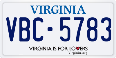 VA license plate VBC5783