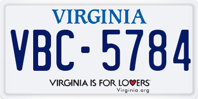 VA license plate VBC5784