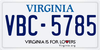 VA license plate VBC5785