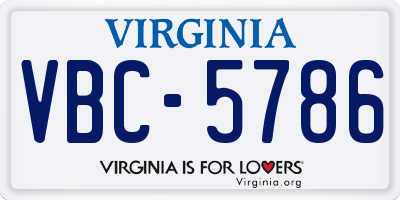 VA license plate VBC5786