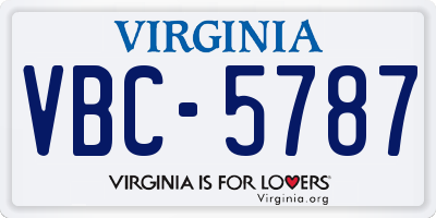 VA license plate VBC5787