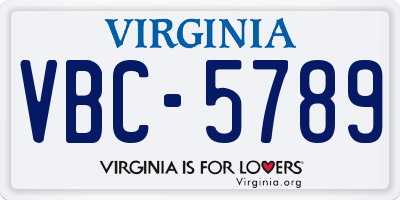 VA license plate VBC5789