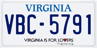 VA license plate VBC5791