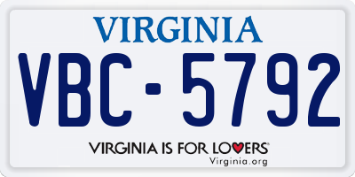 VA license plate VBC5792