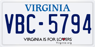 VA license plate VBC5794